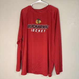 Chicago Blackhawks Hockey Long Sleeve Shirt‎ Mens XL Red NHL Official Licensed